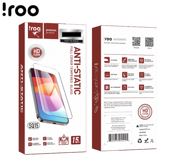 iRoo SQ15 [PACK 15] Full Glass | iPhone 15/iPhone 16