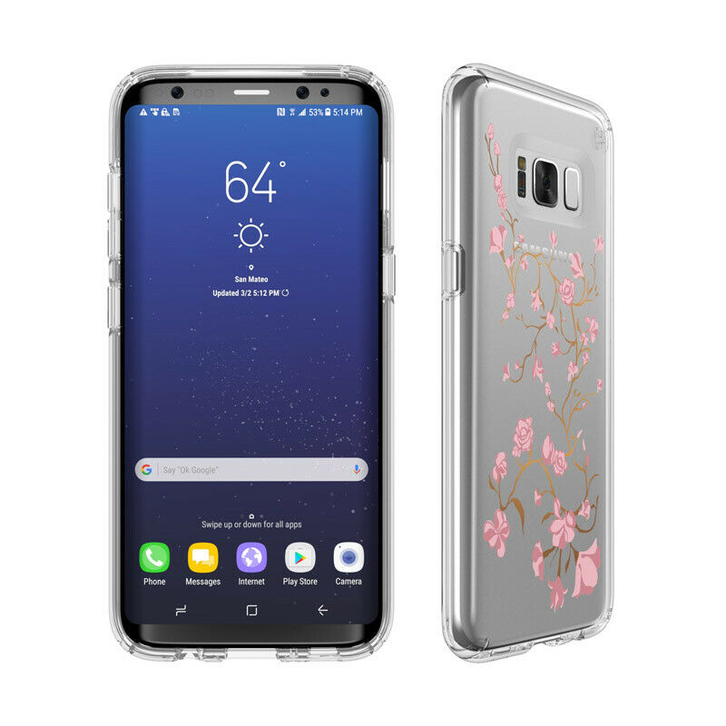 [SR8-1] Speck Presidio Clear + Print | Samsung S8 - Golden Blossom Pink